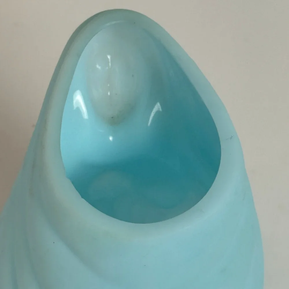 Fenton Madonna Praying Mary Satin Blue Glass Votive Candle Holder 6.25